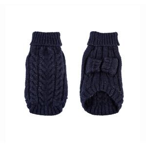 NWT Hip Doggie Faux Angora Cable Knit Dog Sweater, Navy, X-Small